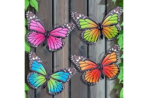 EOORAU Metal Butterfly Wall Art Outdoor Decor - 4 Pack 9.8in Butterflies Wall Sculpture Hanging Decor for Outdoor and Indoor, Balcony Yard Patio Fence Garden Decorations, Nice Gift for Mom Friend