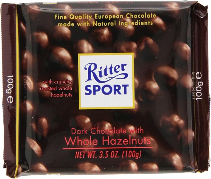Ritter Sport Dark Chocolate With Whole Hazelnuts 3 5 Ounce Bars Pack Of 10 Amazon Co Uk Grocery