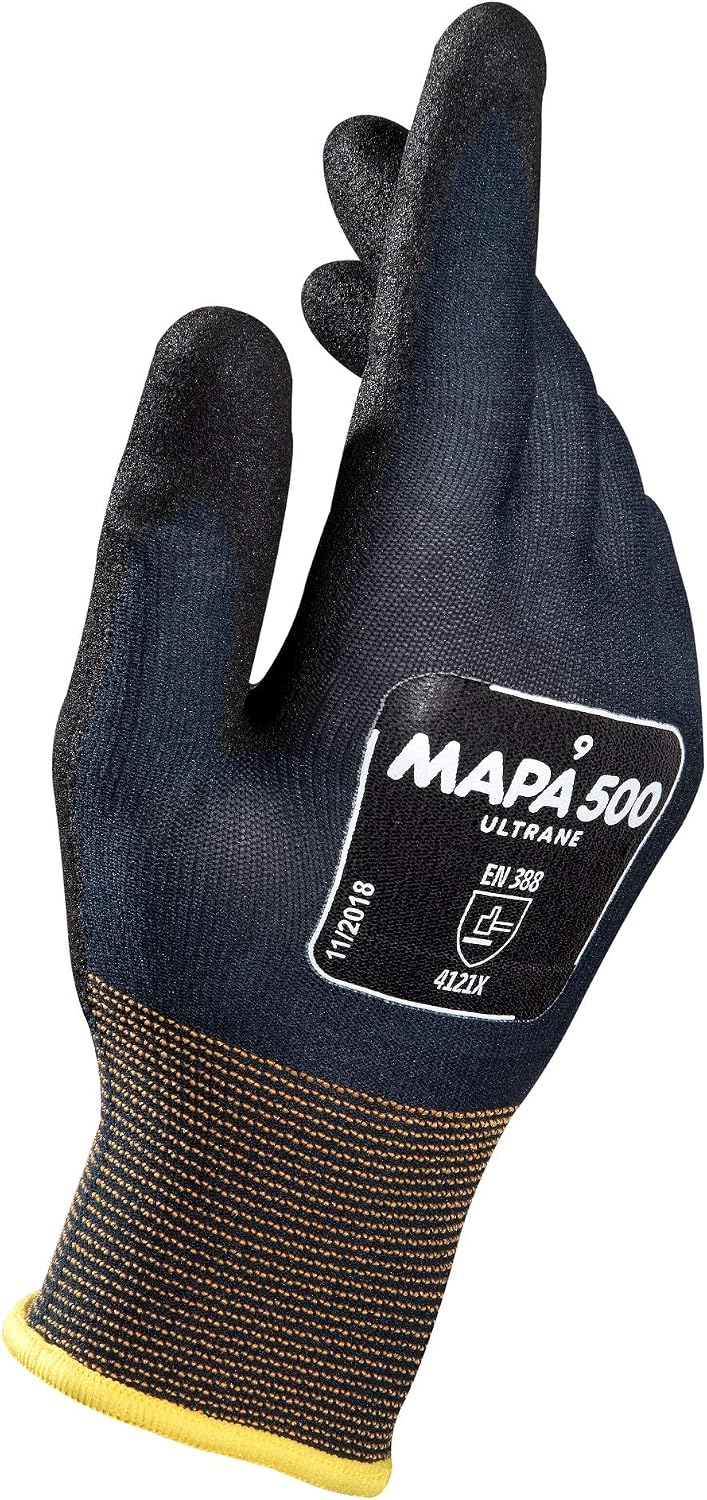 MAPA Professional ULTRANE 500, Size 10, Protective Gloves, (1 Pair), Black, 10 (XL)