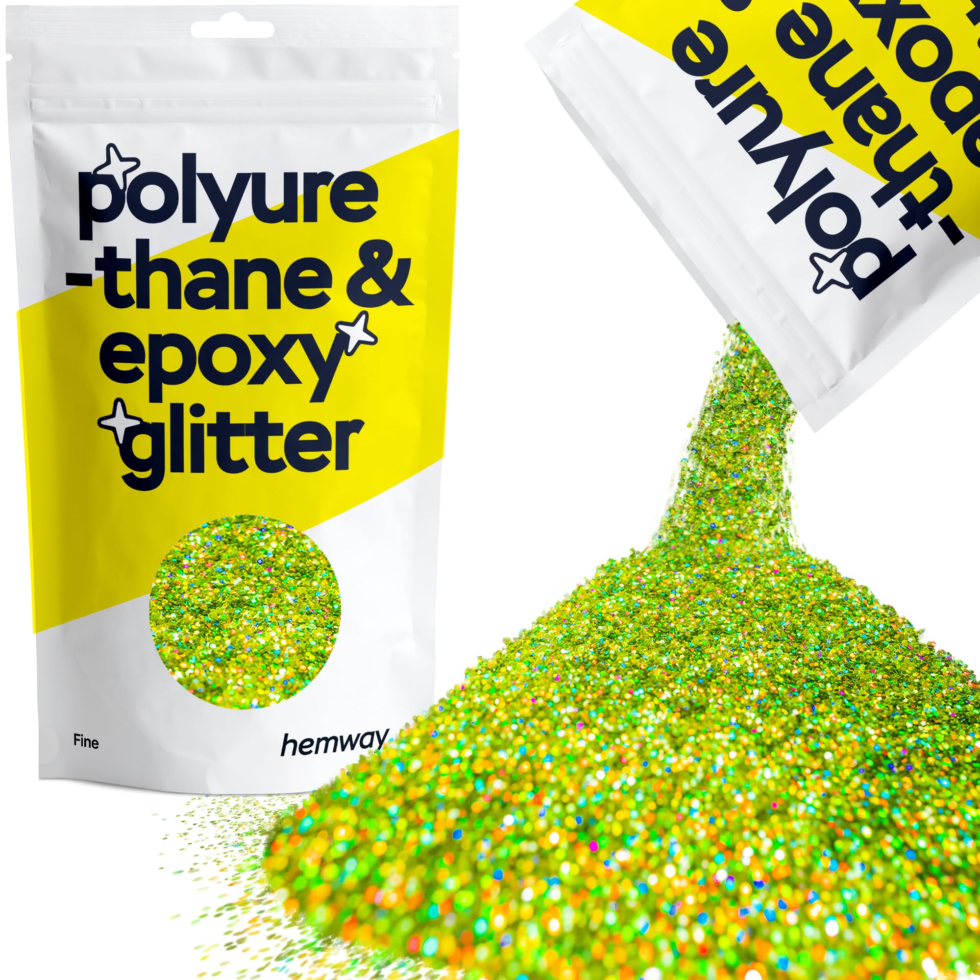 Hemway Resin Glitter Lime Green Holographic 100g Fine | Polyurethane & Epoxy Glitter for Resin Crafts, Tumblers, Coasters, Floor & Table Art