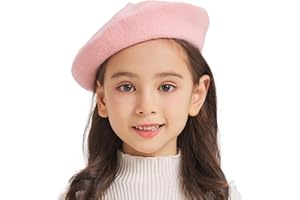 ZLYC Wool Kids Beret Hat Girls Solid Color Artist French Beret Cap