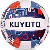 KUYOTQ Official Size 5 in&Outdoor Beach Volleyball,3MM Thickened Surface Soft Leather Youth Womens Mens Volleyball for Game Gym Training(Deflated) (Blue/White/Orange)