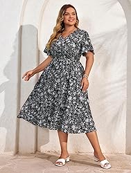 Hanna Nikole Womens V Neck Casual Dresses for
