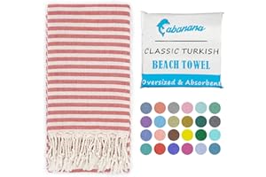 cabanana Turkish Beach Towel Oversized - 40"x70" Quick Dry Sand Free Thin Beach Towels for Adults,Extra Large Cotton Lightweigh Travel Towel for Beach Accessories (Red)