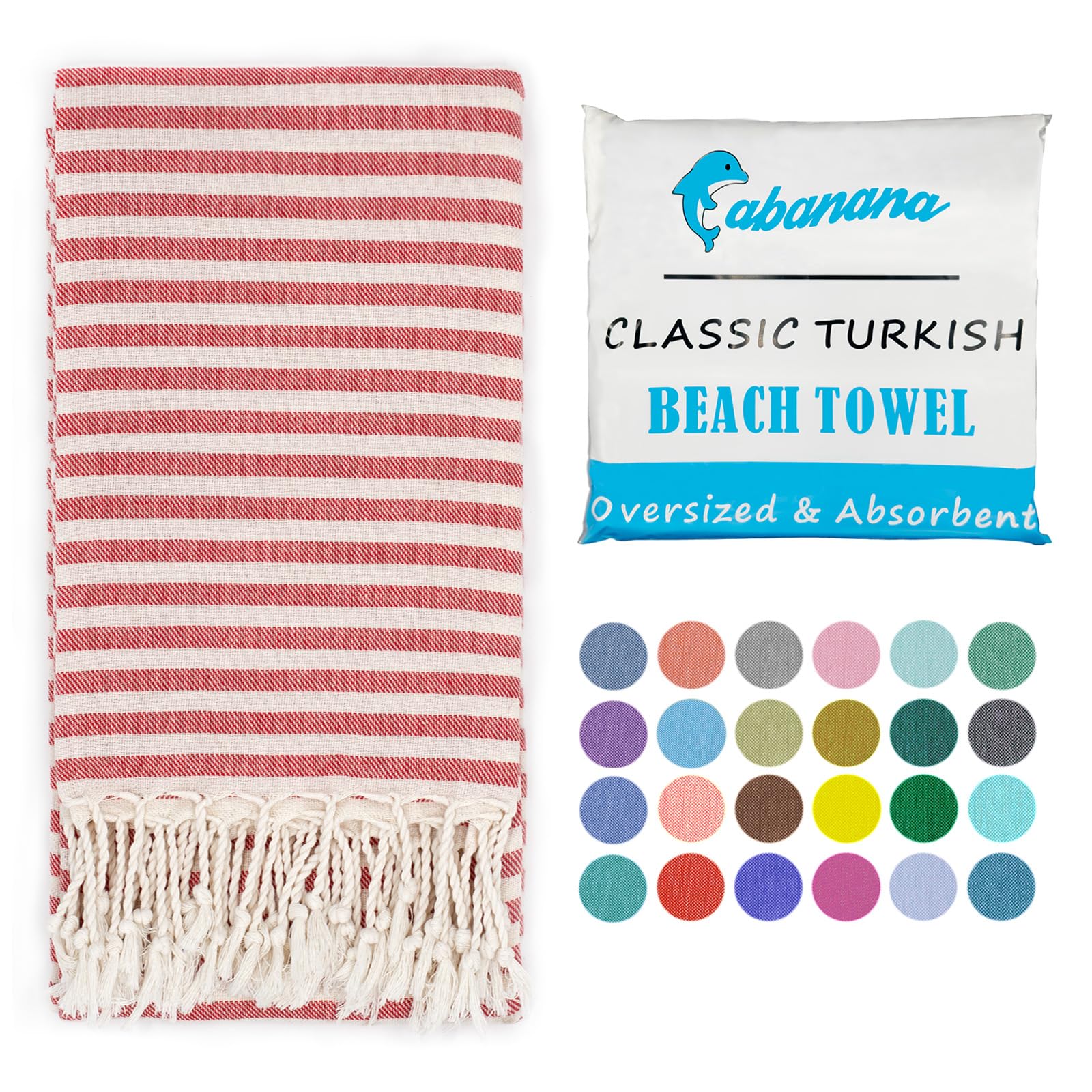 Photo 1 of ***(HEAVILY USED/ MINOR DAMAGE)***cabanana Turkish Beach Towel Oversized - 39"x71" Quick Dry Sand Free Thin Beach Towels for Adults,Extra Large Cotton Lightweigh Travel Towel for Beach Accessories (Red)