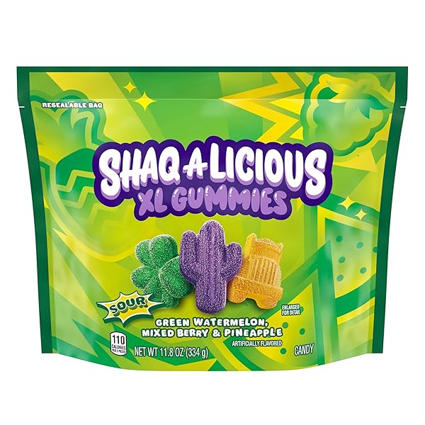 SHAQ-A-LICIOUS XL GUMMIES SOUR CHEWY, CANDY BAG, 11.8 OZ