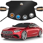 Zettum Car Windshield Cover - 600D Windshield and Mirror Cover for Ice and Snow Windproof & Heavy Duty, Standard Winter Frost