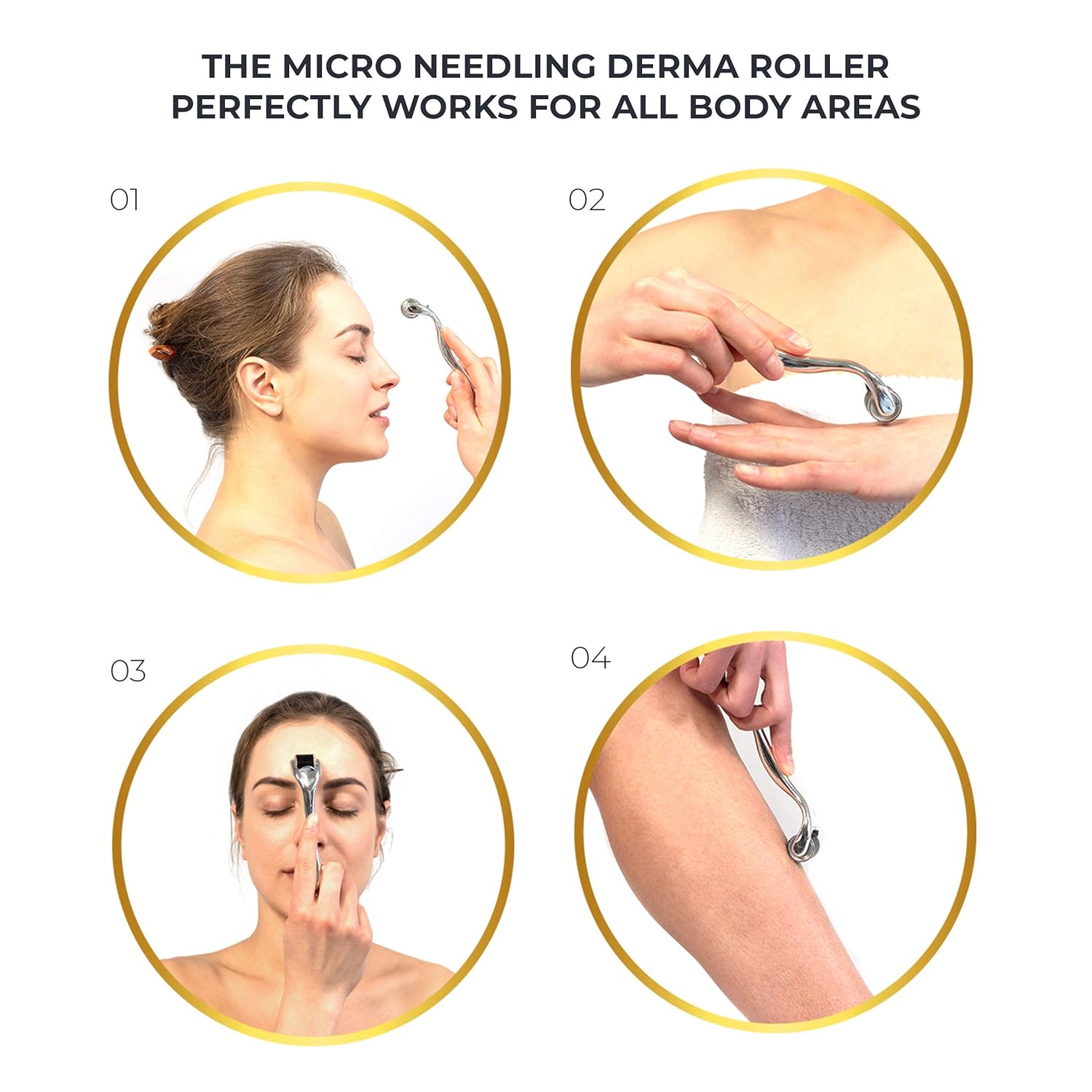 Derma Roller Cosmetic Microdermabrasion Device Tool for Face 0.25mm - Facial Roller 540 Titanium Micro Needles, Skin Roller For Home Skincare Use - Includes Free Storage Case + Free Ebook: Beauty