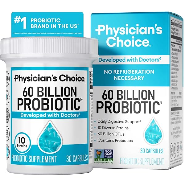PHYSICIAN’S CHOICE PROBIOTICS 60 BILLION CFU – 10 STRAINS + ORGANIC PREBIOTICS – IMMUNE, DIGESTIVE & GUT HEALTH – SUPPORTS OCCASIONAL CONSTIPATION, DIARRHEA, GAS & BLOATING – FOR WOMEN & MEN – 30CT