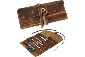 Leather Tool Roll Up Pouch - Leather Tool Wrench Roll/Chisel Bag by RUSTIC TOWN
