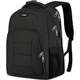 Liokesa School Backpacks for Teen Boys Girls, Laptop Backpack with USB Charging Port, 15.6 Inch Water Resistant College Bookbag Daypack for Men Women, Black