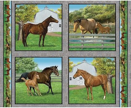 Amazon Com Horse Pillow Panel Summer Horse Fabric By The Panel