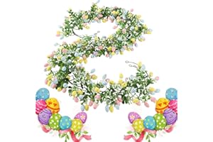 2 Pcs 6.9ft Easter Artificial Garland with Eggs, Spring Egg Garland, Easter Garlands Decorations for Fireplace, Indoor Home &