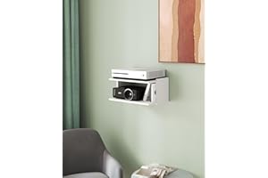 AREAJD Projector Shelf for Wall Mount, Under TV Game Shelf Stand for Xbox one S/X Series S, Entertainment Center, Projector Wall Mount Shelf Floating, Accessories, Holder White
