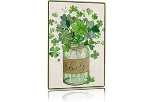 Smilelife St Patricks Day Gifts Funny Green Shamrocks Clovers Lucky Irish Tin Sign for Home Room Yard Garden Vintage St Patricks Day Decor 8x12 Inch (3095)