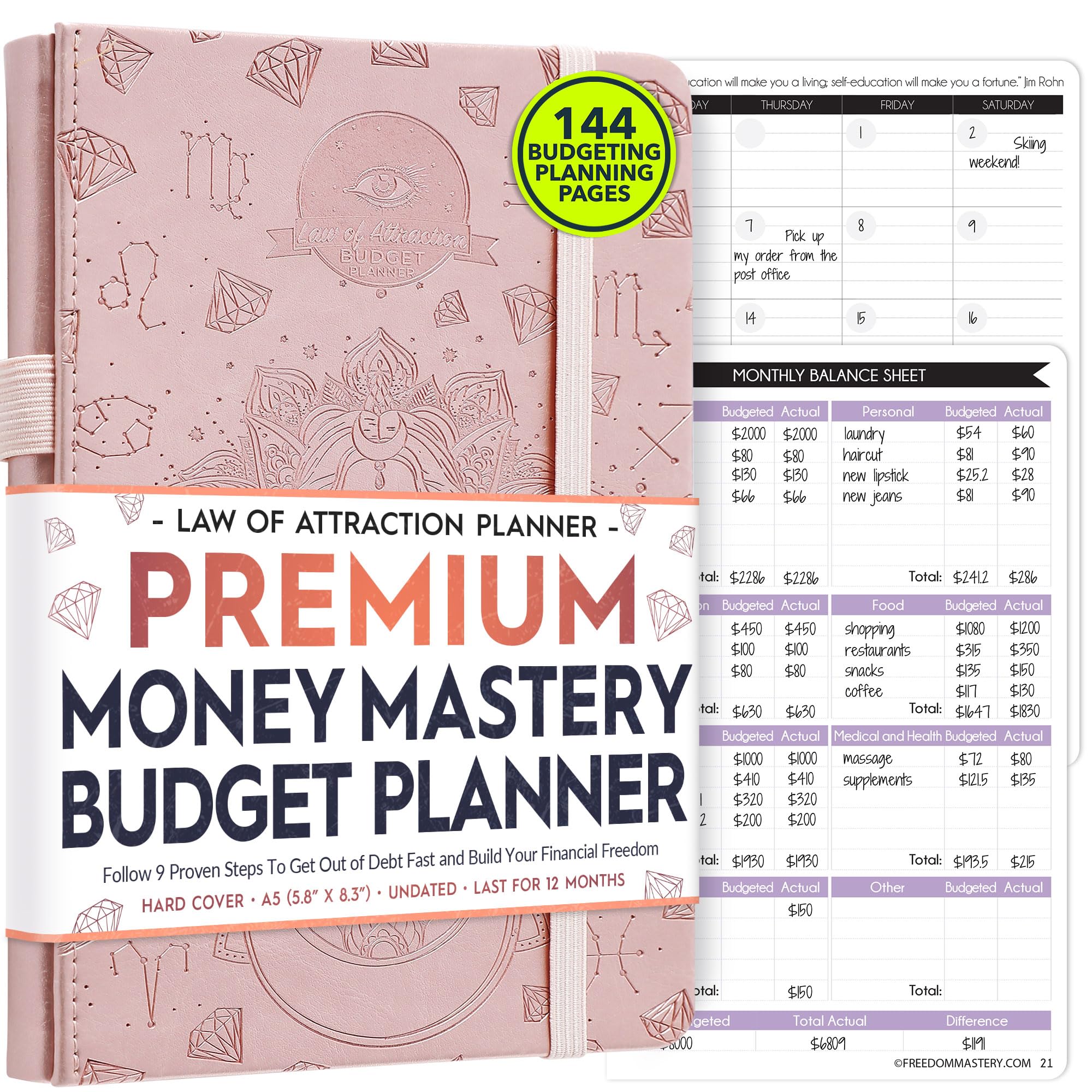 Budget Planner and Monthly Bill Organizer - Finance Planner, 12-Month Journey to Financial Freedom | Bill Payment Tracker Monthly Organizer, Money Saving & Expense Tracker | Undated Budgeting Journal