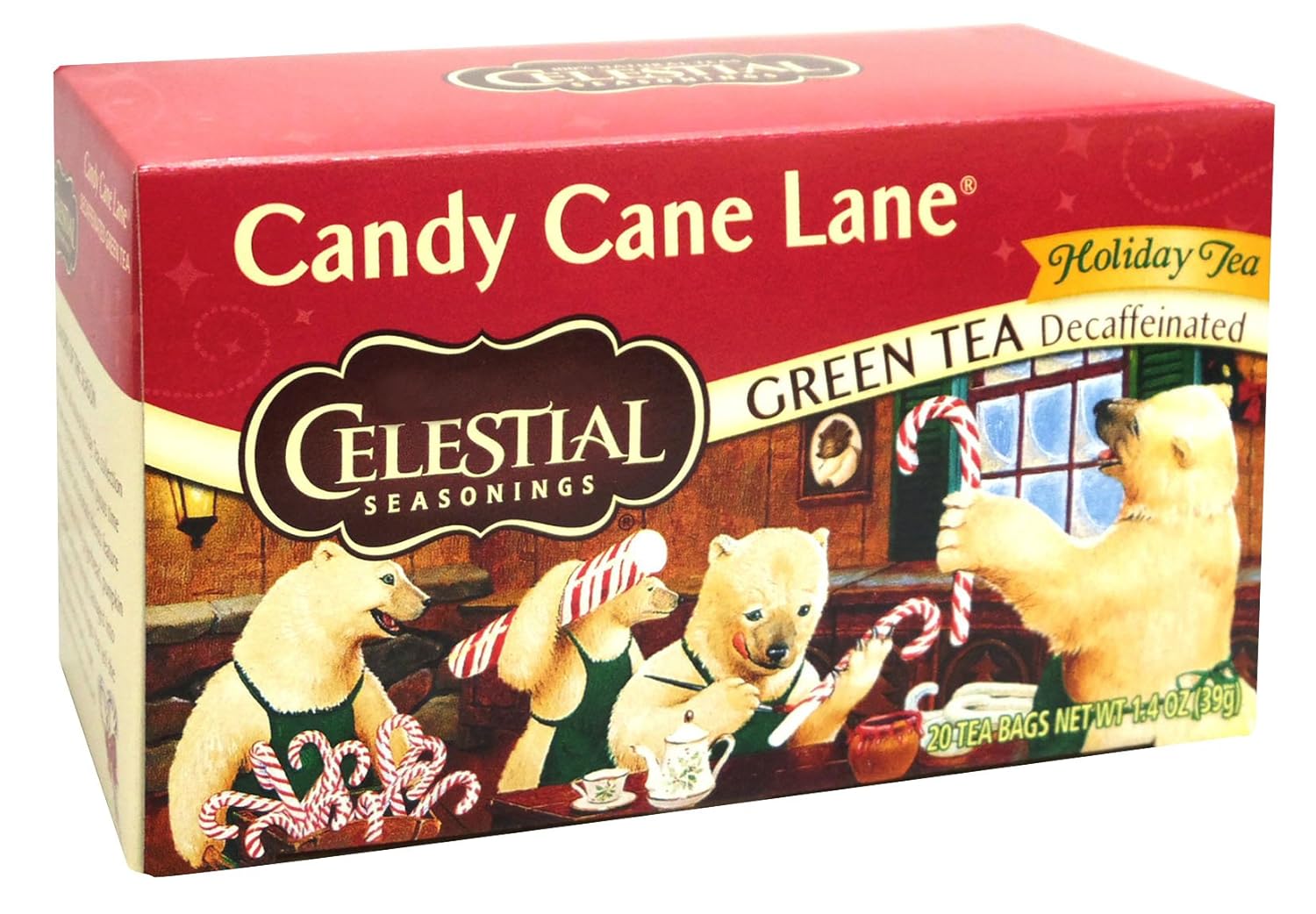 Celestial Seasonings Candy Cane Decaf Green Tea Bags, 20 ct
