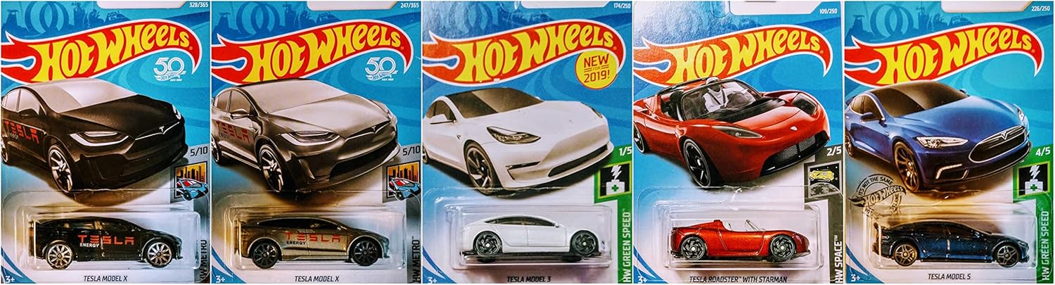 Amazoncom Hot Wheels Tesla 5 Car Bundle Set Includes Tesla