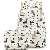 Kids School Backpack with Lunch Box for Boy Kindergarten BookBag School Bag Preschool Kindergarten Toddler Backpack (Dinosaur Beige)