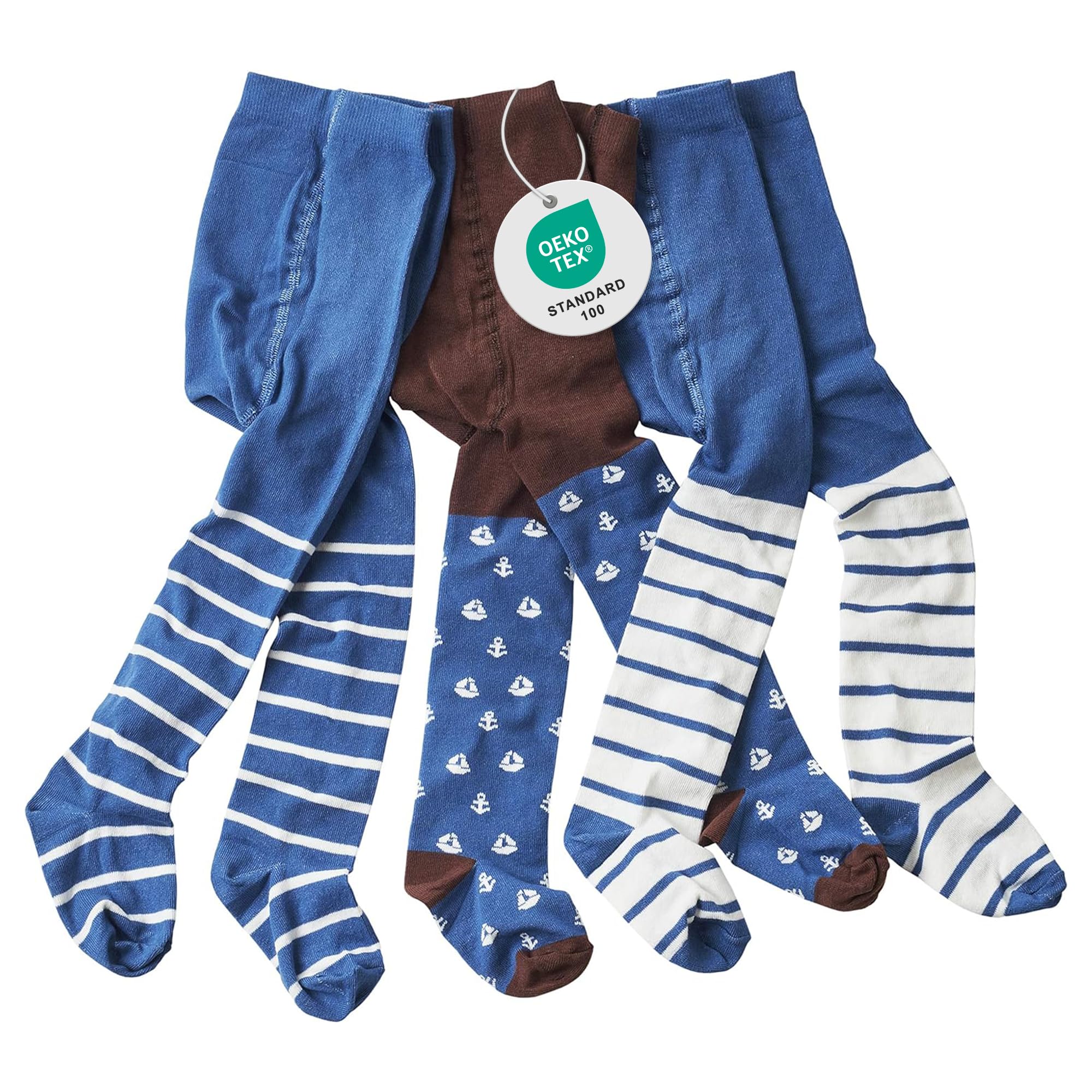 WELLYOU Boys Blue Striped Tights Size 62-104 (62-68)