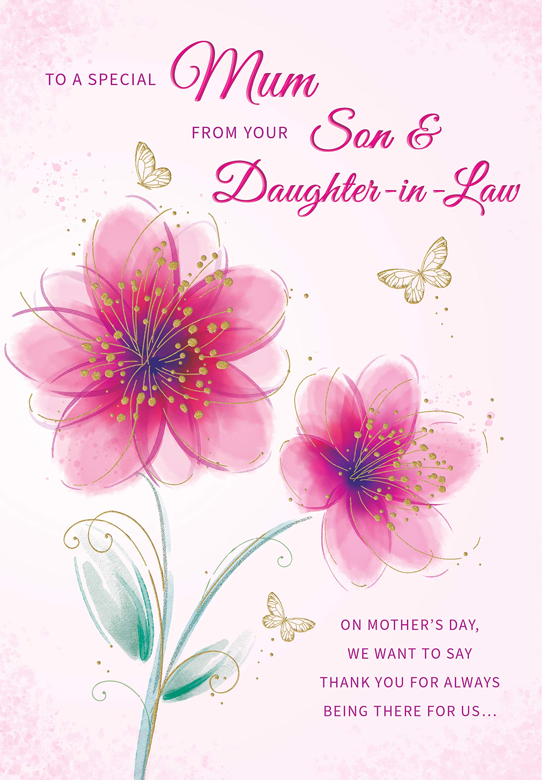 Piccadilly Greetings Traditional Mother's Day Card Mum from Son & Daughter in Law - 9 x 6 inches