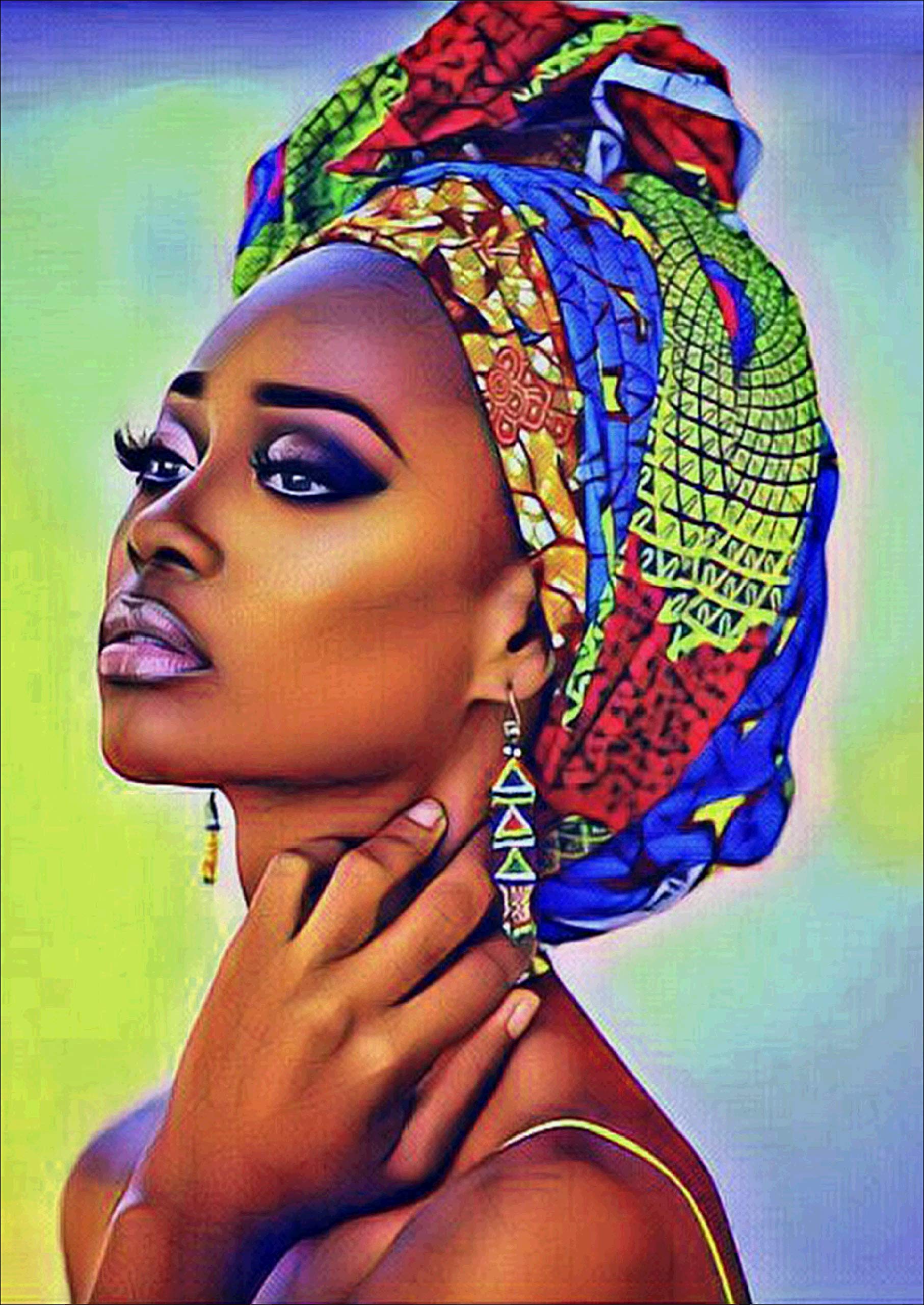 DCIDBEI 5D Diamond Embroidery Kits for Adults Kids DIY Full Diamond Art Kits African Lady Painting by Numbers Cross Stitch Kits Diamond Puzzles for Office Home Wall Decor30X40CM