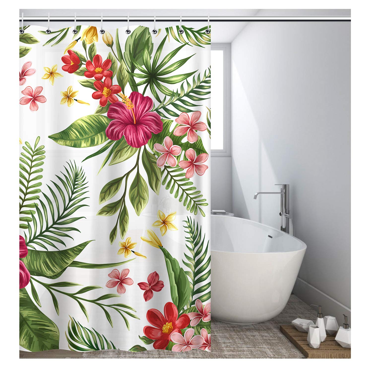 Vibesicily Shower Curtain, Durable Polyester Fabric Waterproof Bath Curtain for Bathroom Home Decor with 12 Hooks 71 x 71 Inch