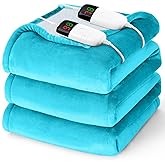 Heated Electric Blanket Queen Size - 84" x 90" Heating Blanket with Dual Control, 10 Heating Levels & 8 Hours Auto Off, Soft Warm Flannel Blanket, Christmas Birthday Gifts for Senior Grandma