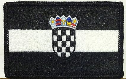 Amazon Com Croatia Flag Iron On Black White Patch Morale Military Emblem Black Border 04