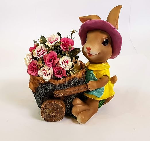 Wonderland rabbit with planter garden pots and planters , decorative planter , kids room decor , home decor , home decoration, garden decor , garden decoration, balcony decor , planter , resin planter , wonderland , table top planter , desk planter , gift , gifting , return gift