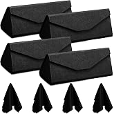 Flutesan 4 Pack Foldable Glasses Case Folding Sunglass Case | Portable Collapsible Eyeglass Leather Box, Magnetic Closure, PU Hard Shell, with 4 Cleaning Cloths, for Men Women