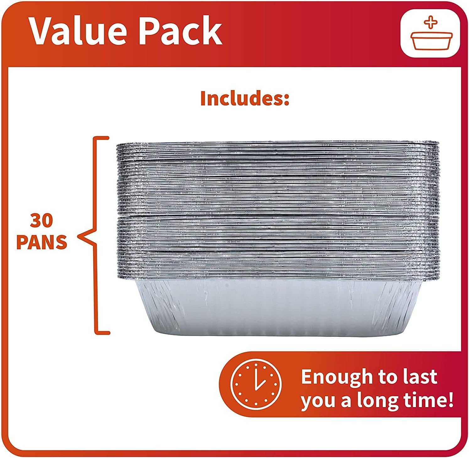 N/ 30 Packs Disposable Aluminum Foil Trays Roasting Trays Containers for Baking Cooking and Frozen Storage of Food (25.5×19.5×5.5cm) - Image 3