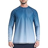 Mens Rash Guard UPF 50+ Swim Shirts UV Sun Protection T-Shirt Quick Dry Long Sleeve Beach Shirts for Fishing