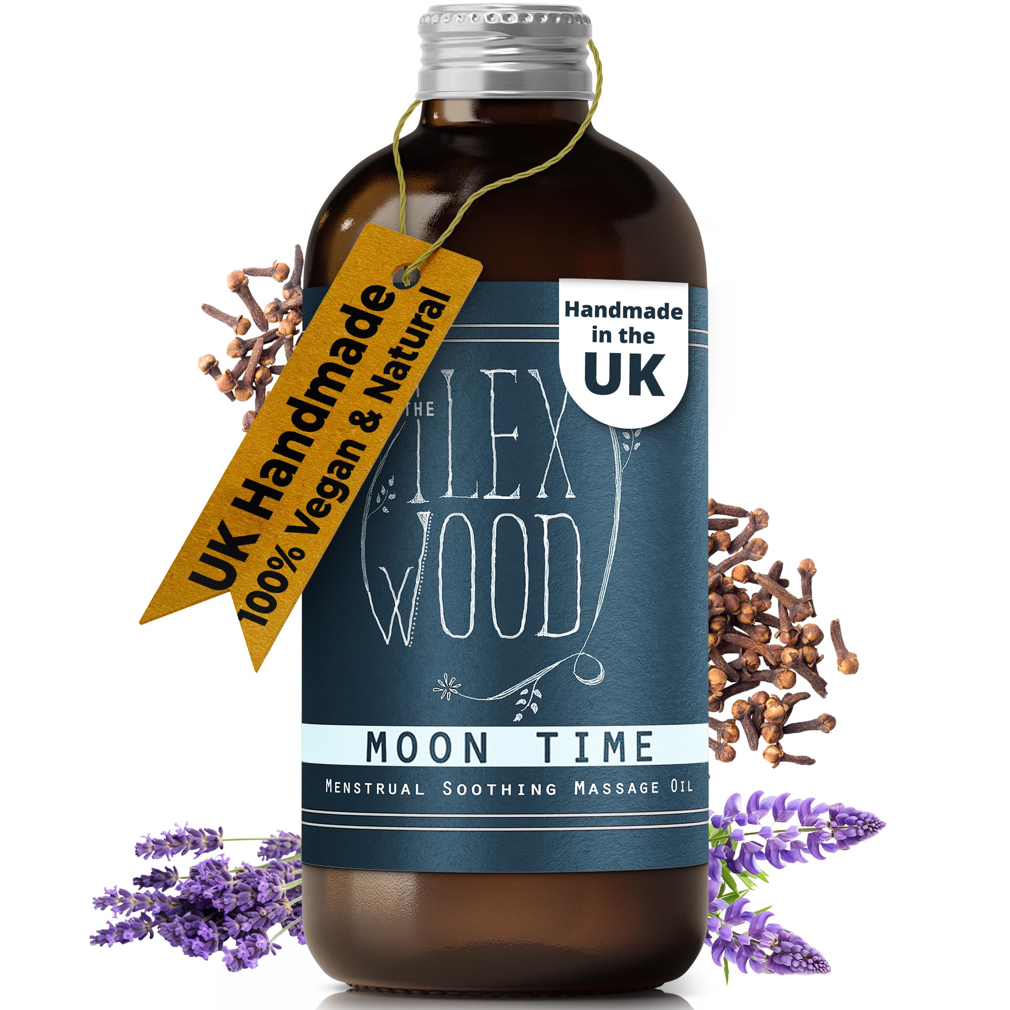 The Ilex Wood - Moontime - Vegan Natural Menstrual Spa Massage Oil, Handmade in the UK - 100ml
