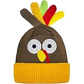 Thanksgiving Turkey Beanie Hat, Pom Pom Knitted Hat for Women Men Thanksgiving Night Event Dress up Party Cosplay, Runners Running Hats