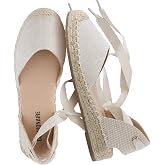 CUSHIONAIRE Talisa Espadrilles for Women, Closed Toe Wedge Sandal with Elastic Ankle Strap and Jute Wrapped Sole