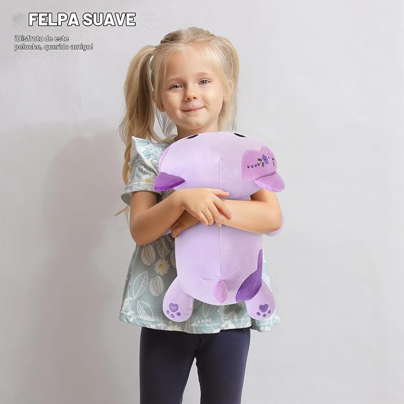 Peluche Gato Kuscheltier Peluche Kawaii Gato Almohada de Peluche Juguetes Plüsch Kätzchen Regalo de Peluche para Adultos Niños 3+ años (Violeta, 30cm)