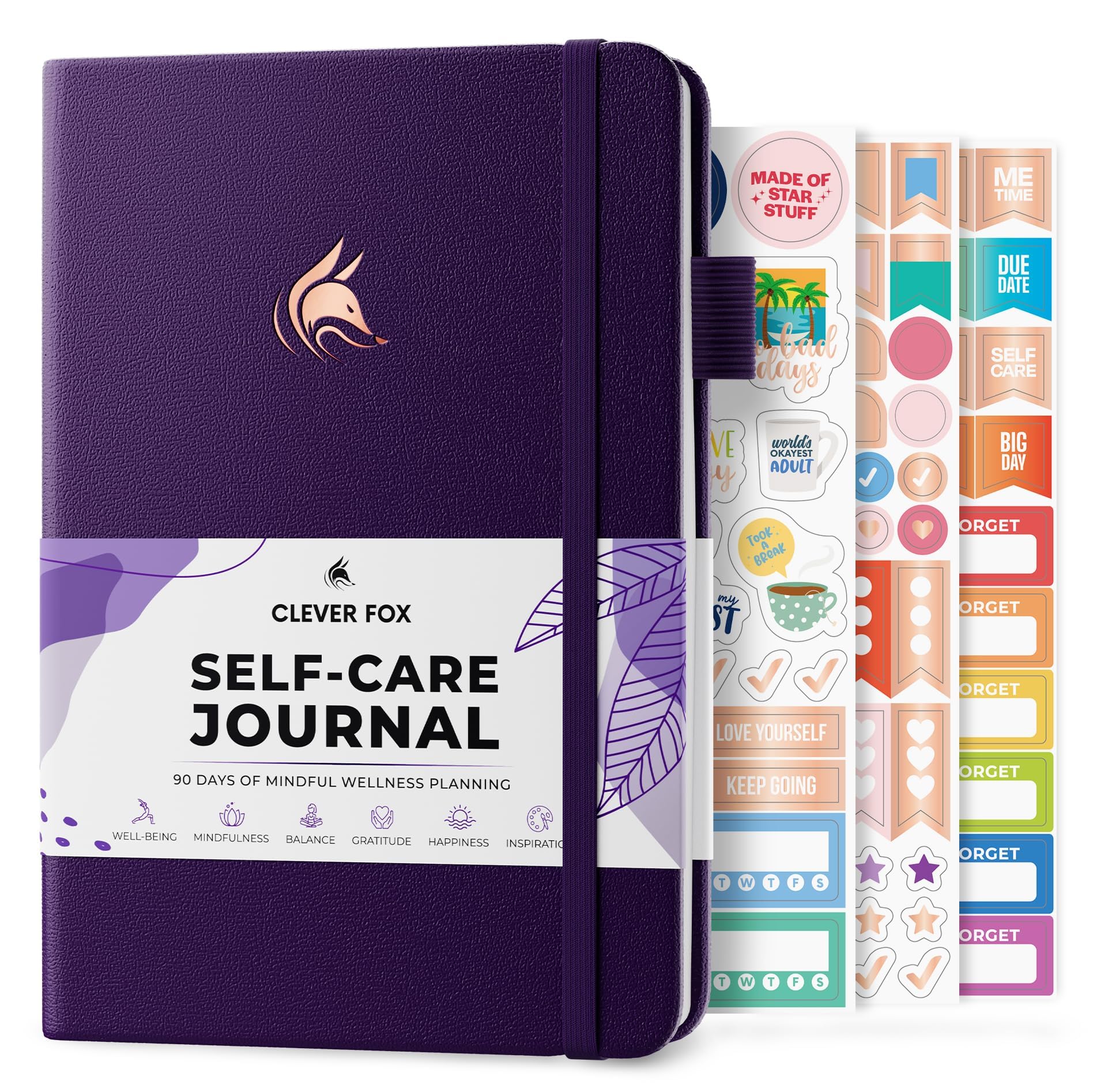 Clever Fox Self-Care Journal – Daily Reflection Notebook – Mental Health & Personal Development Planner, Meditation & Mood Log, A5 (Purple)