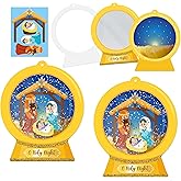 WATINC Christmas Shaking Ornament Nativity DIY Snow Globe Craft Kit, 12Pcs Jesus Birth Snowglobe Hanging Ornament with Glitter Sequins Sugar Papers, Xmas Holiday Religious Decor for Home School