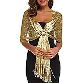 Rheane Shawls and Wraps for Evening Dress, Sparkle Shawls for Women with Buckle - Elegant Wedding Party Formal Shoulder Wrap