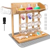 Windspeed Wooden Bottle Drying Rack for Baby Bottle Rack Dryer with Drain Pad, Space Saving for 11 Milk Glass Baby Feeder, Ideal Too for Busy Parents