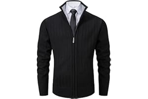 Vcansion Men's Slim Fit Full Zip Up Stand Collar Casual Knitted Sweaters Cardigan with Pockets