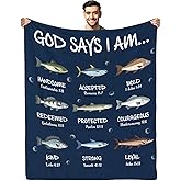 CIUGOIG Christian Fishing Gifts for Men, God Says i Am Fish Blanket 50"x60", Religious Birthday Gifts for Fishing Bible Verse Blanket, Fisherman Gifts, Christian Fishing Blankets