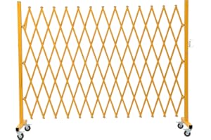 GYMTIME Expandable Barricade, Metal Safety Barrier with Casters, Mobile Folding Security Gate, 11 FT, Adjustable Traffic Temporary Fence for Warehouse Shopping Mall