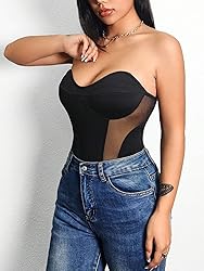 WDIRARA Women's Mesh Strapless Stretch Bandeau