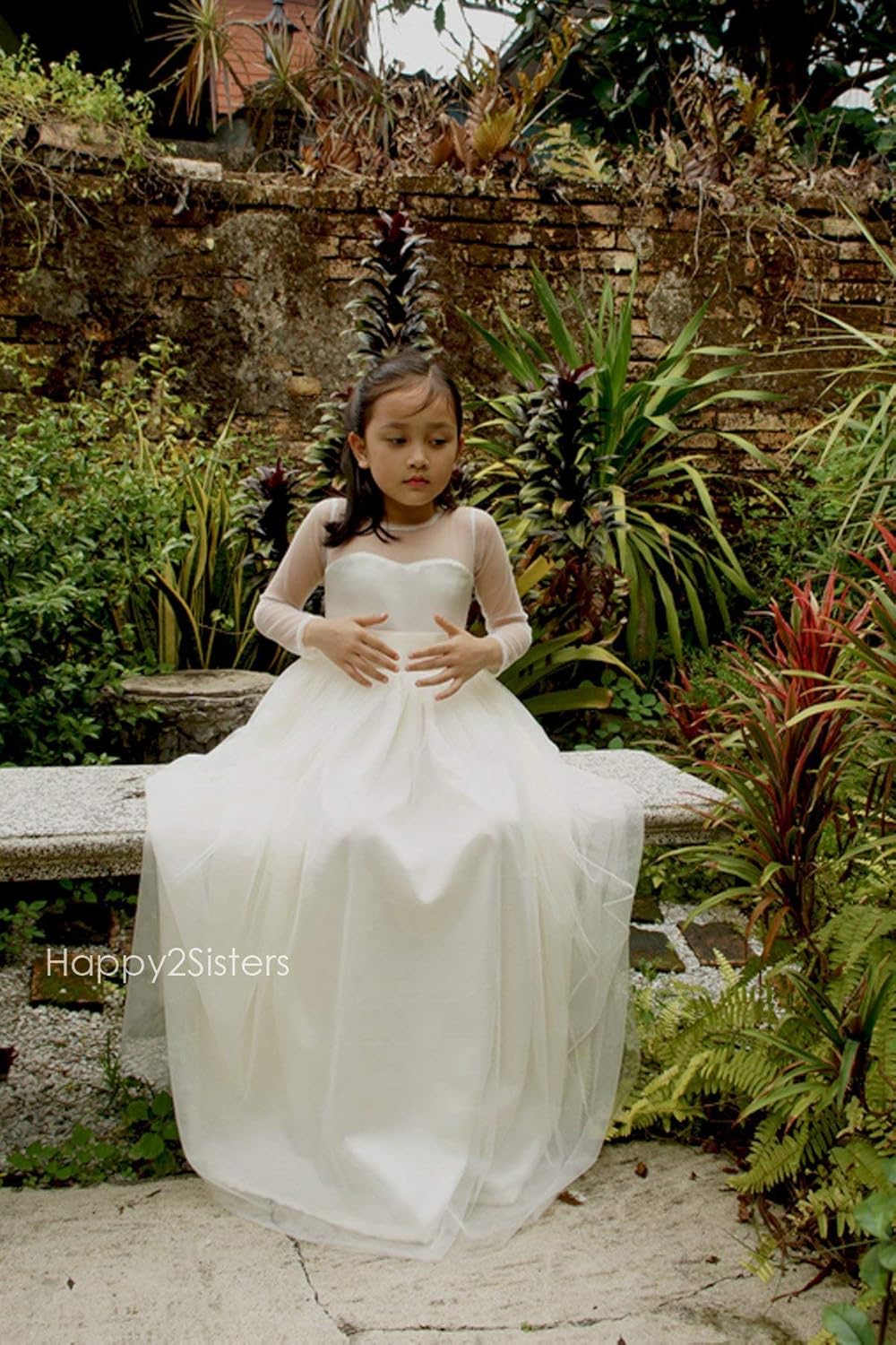 ivory long sleeve flower girl dress