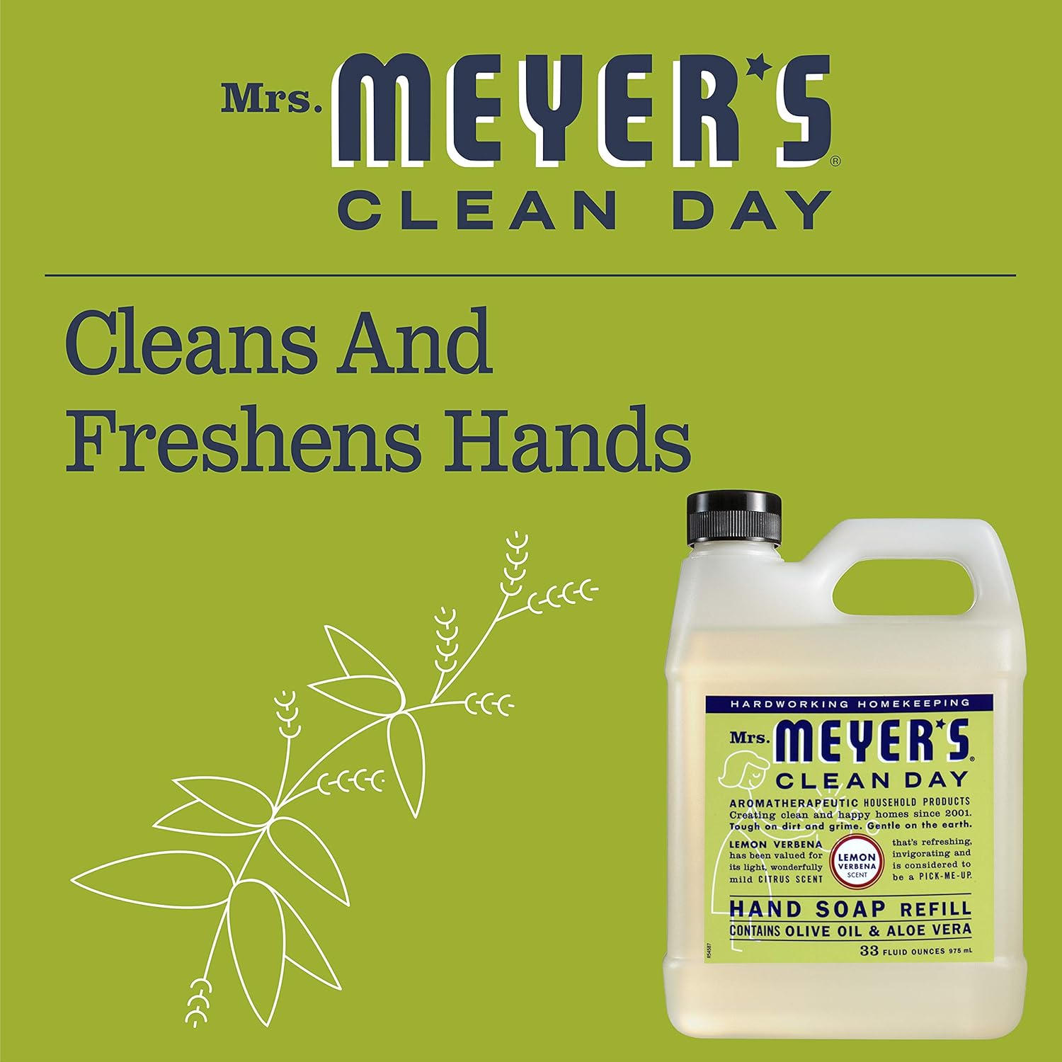 Mrs. Meyer's Clean Day Liquid Hand Soap, Cruelty Free and Biodegradable Formula, Lemon Verbena Scent, 12.5 oz- Pack of 3: Health & Personal Care