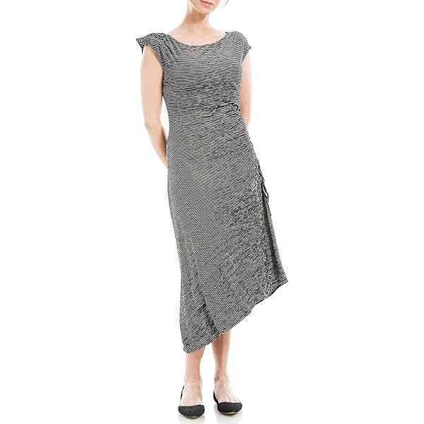 chinese dress ladies Max Studio Women's Sleeveless Stripe Maxi Knit Dress,  Mustard/Black/White-673, Small at Amazon Women's Clothing store