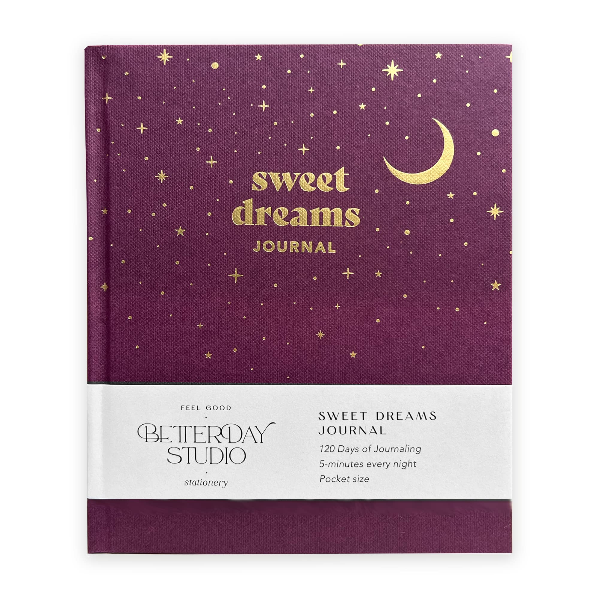 Sweet Dreams Journal: Pocket Size Wellness and Mindfulness Journal, 5-Minute Mental Health Journal for Night Journaling, Wellbeing Journal with Reflection Tools for Self-Care - Deep Purple