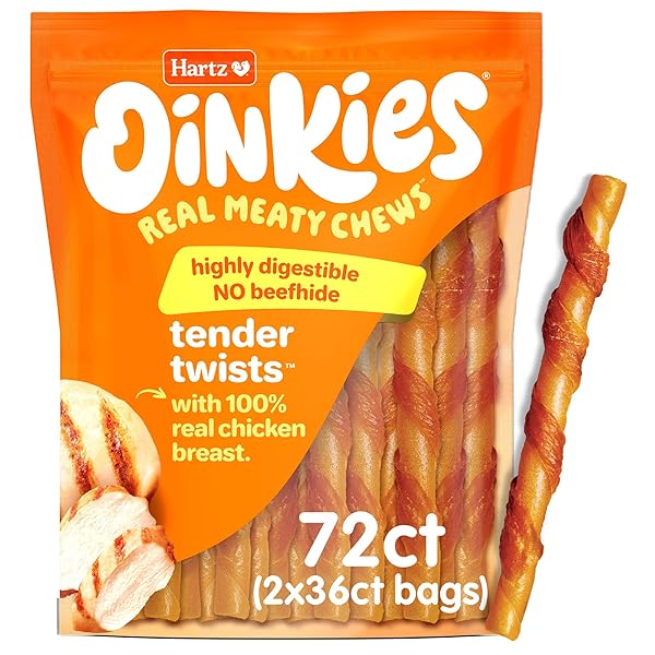 HARTZ OINKIES TENDER TWISTS WITH REAL CHICKEN BREAST...